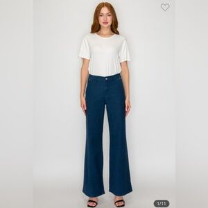 128. Emily, High rise tummy control flare jeans, Navy, various sizes